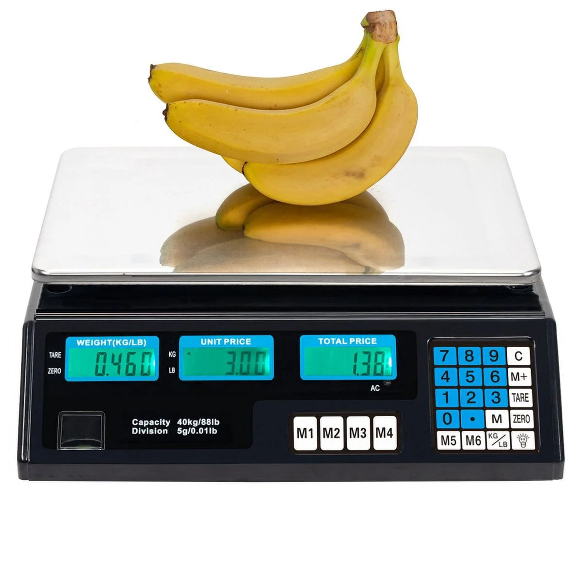 Computing Scale, 40kg/5g Digital Retail Scale / Backlit Lcd, Plu Memory and Accounting, for Accurate Kitchen, Food and Portion Weighing