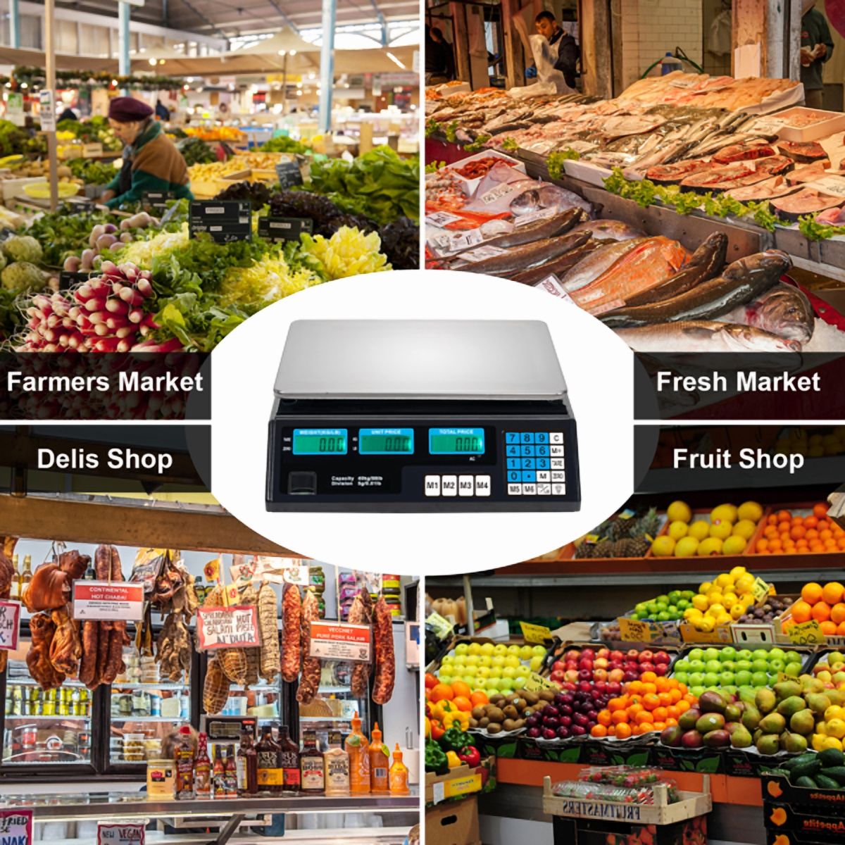 Computing Scale, 40kg/5g Digital Retail Scale / Backlit Lcd, Plu Memory and Accounting, for Accurate Kitchen, Food and Portion Weighing
