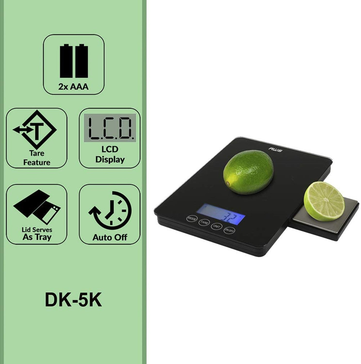 Dk5k Dual Platform Precision Digital Kitchen Weigh Scale, 11lbs X 0.1oz and 1000g X 0.1g, for Accurate Kitchen, Food and Portion Weighing