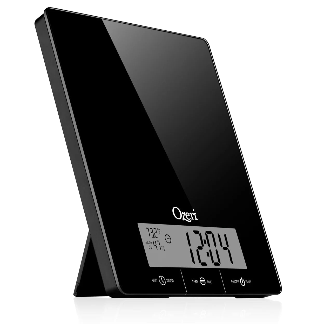Touch Iii 22 Lbs (10 Kg) Kitchen Scale in Tempered Glass, with Clock, Temperature and Humidity Gauge