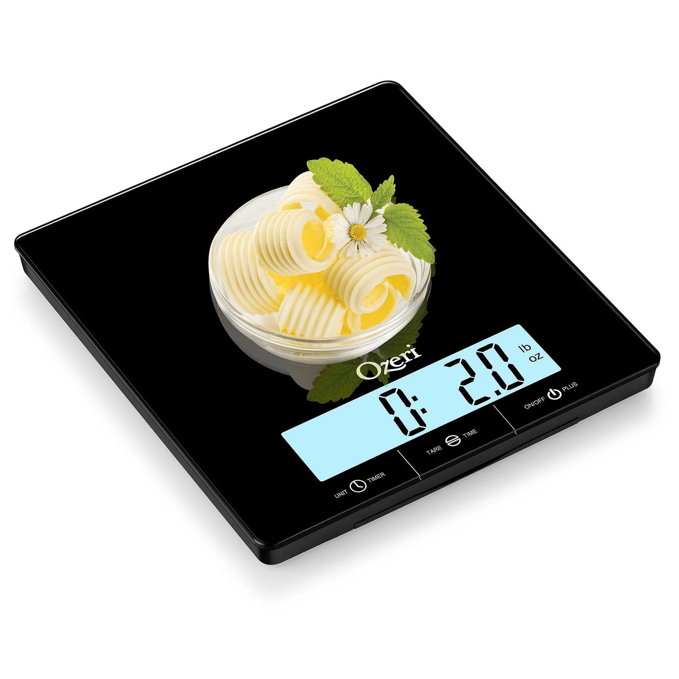 Touch Iii 22 Lbs (10 Kg) Kitchen Scale in Tempered Glass, with Clock, Temperature and Humidity Gauge