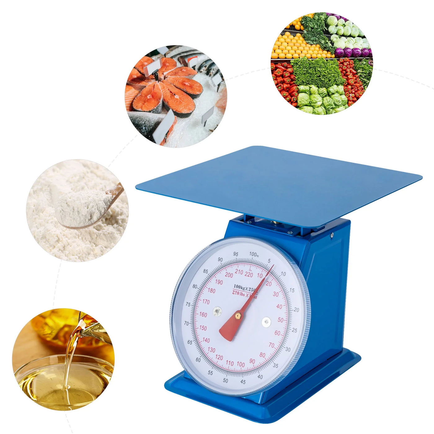 220-LBS Heavy Duty Portion-control Mechanical Kitchen and Food Scale, Industrial Dial Scale, Mechanical Dial Scale