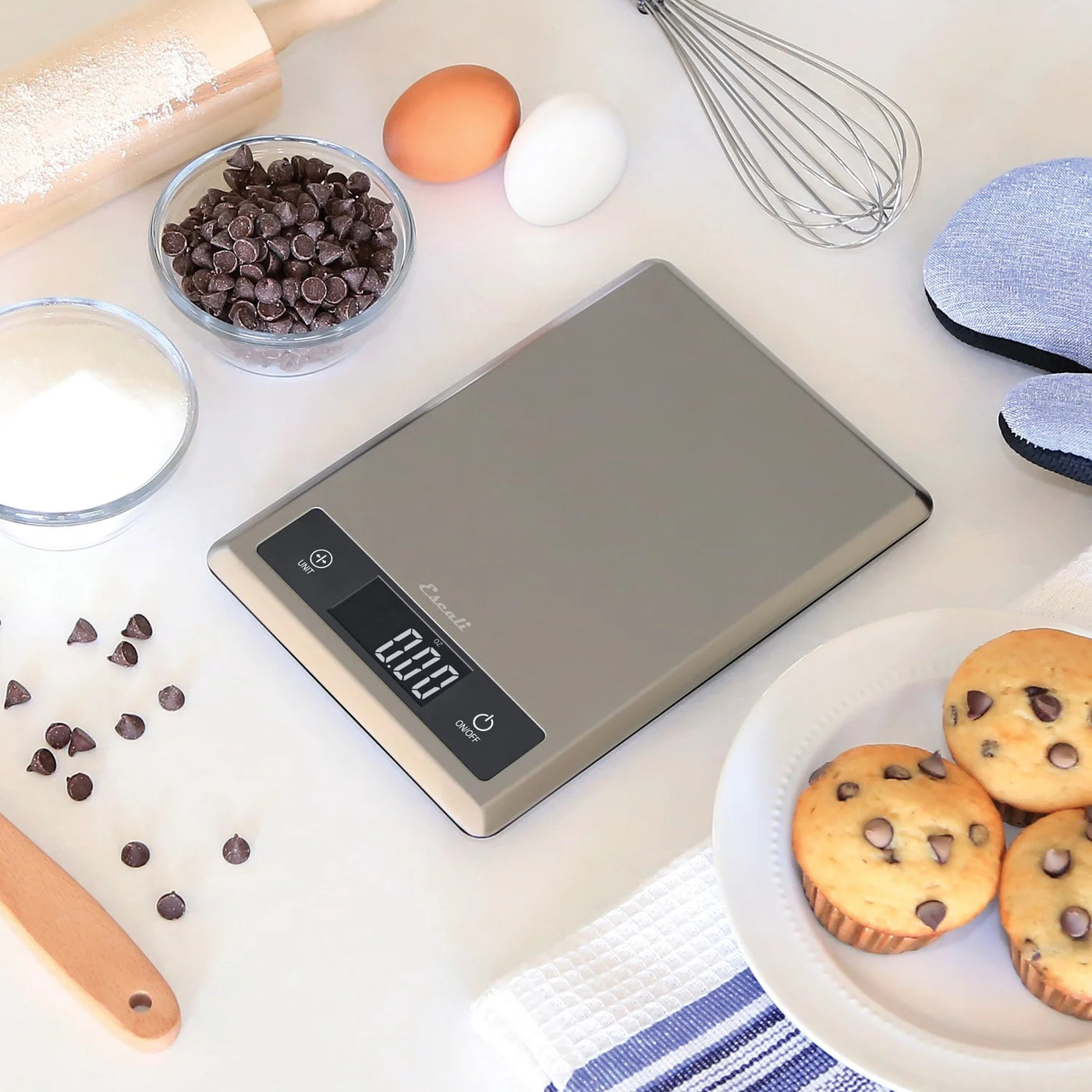 T115s Ultra Thin Kitchen, Office, Herb Scale, Tare Functionality, LCD Digital Display, 11lb Capacity, Silver