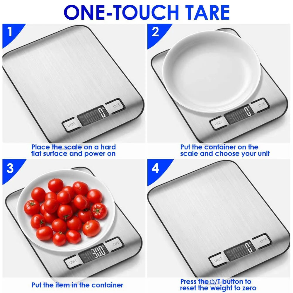Digital Food Scale 22lb 0.1g High Precision Kitchen Scale with Tare Function, 5 Unit Conversion, LCD Display, Stainless Steel for Cooking Baking