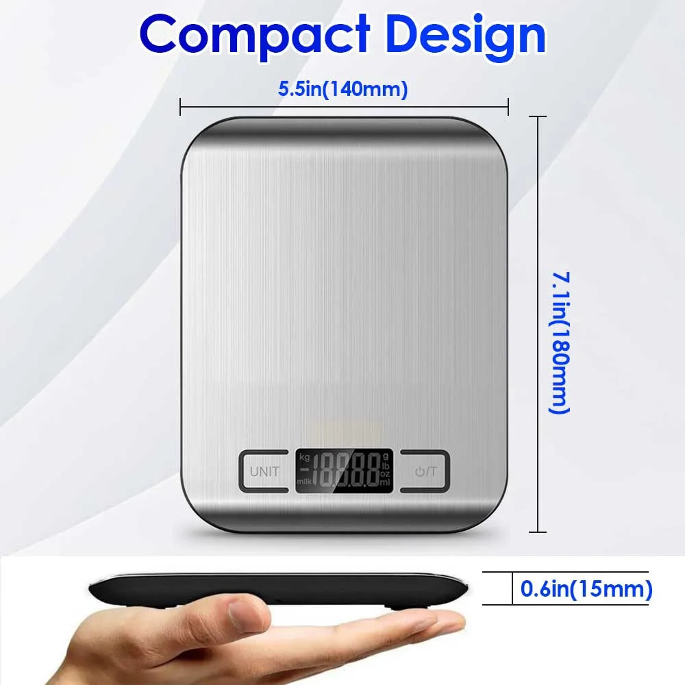 Digital Food Scale 22lb 0.1g High Precision Kitchen Scale with Tare Function, 5 Unit Conversion, LCD Display, Stainless Steel for Cooking Baking