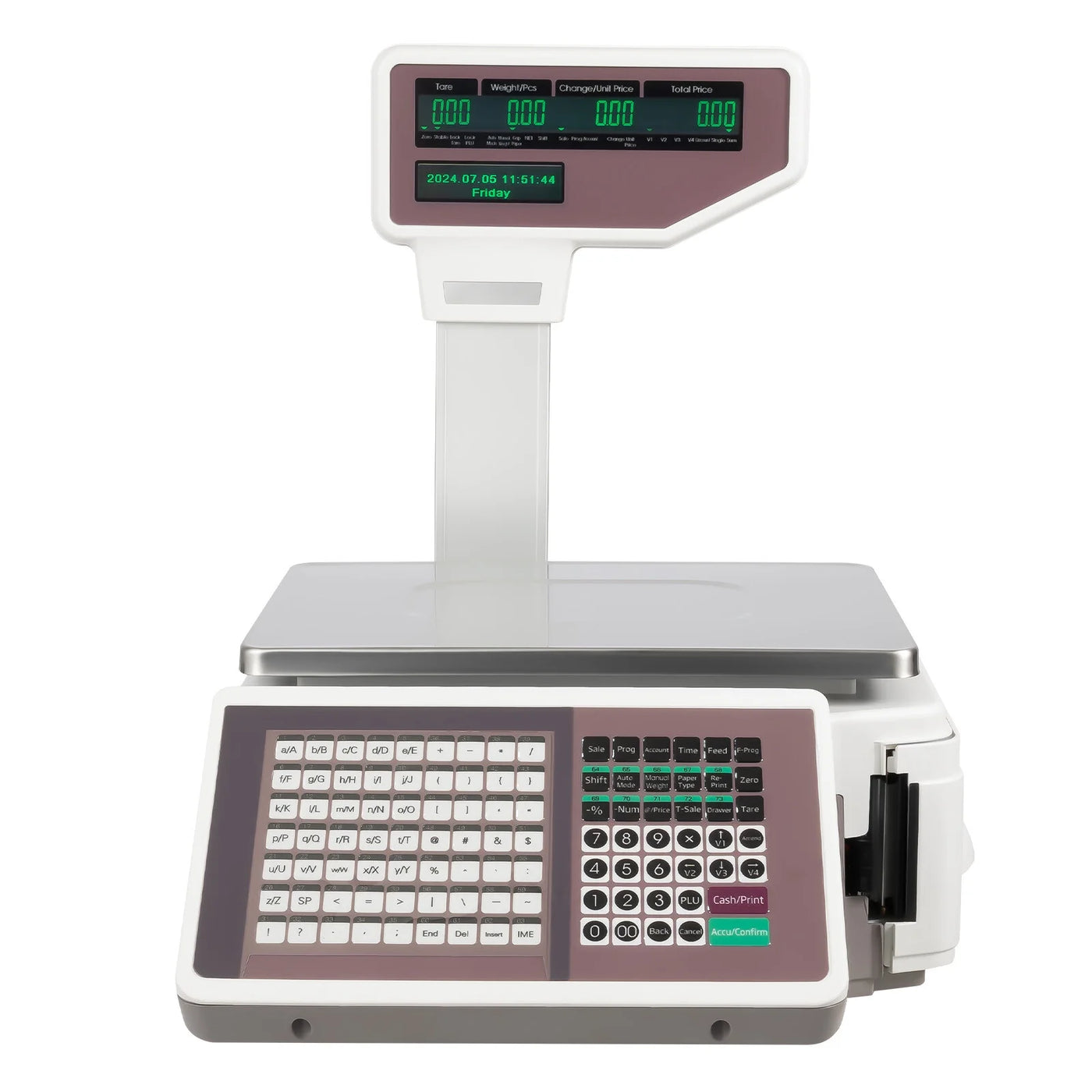 Label Printing Scale, Digital Weight Price Scale LCD Screen Computing Scale with Thermal Label Printer Electronic Weight Scale 66LB/30KG Commercial