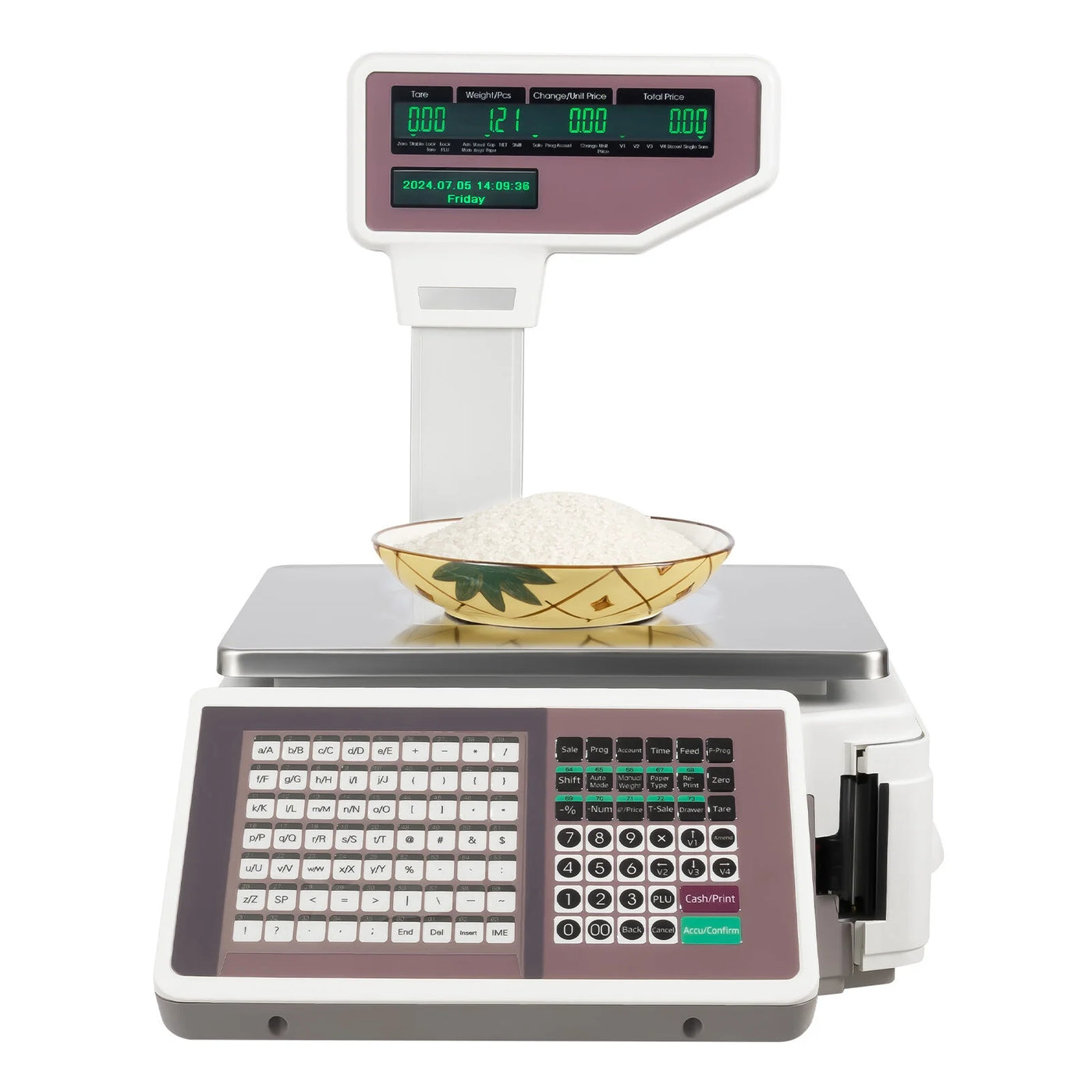 Label Printing Scale, Digital Weight Price Scale LCD Screen Computing Scale with Thermal Label Printer Electronic Weight Scale 66LB/30KG Commercial