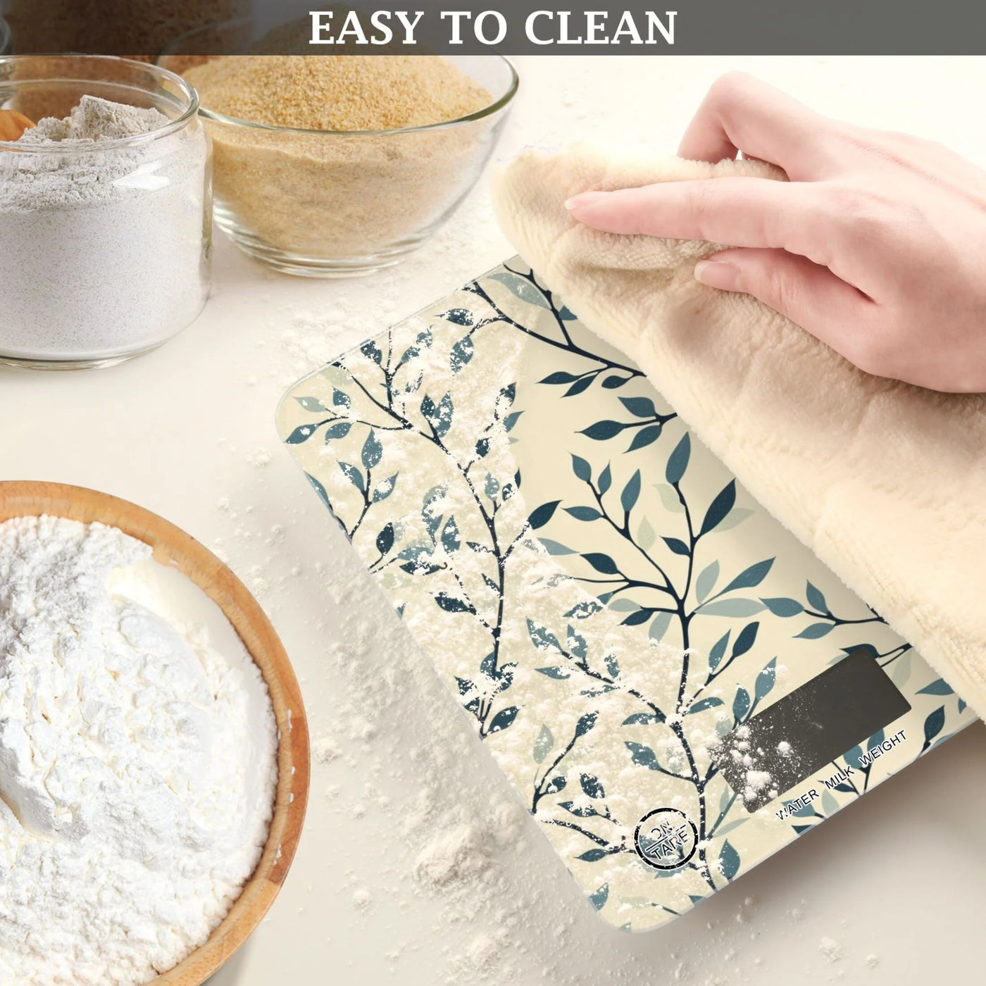 Leaves Full Food Scale Digital Kitchen Scale Waterproof Tempered Glass Tare Function 11 Lb for Baking Cooking Meal Prep