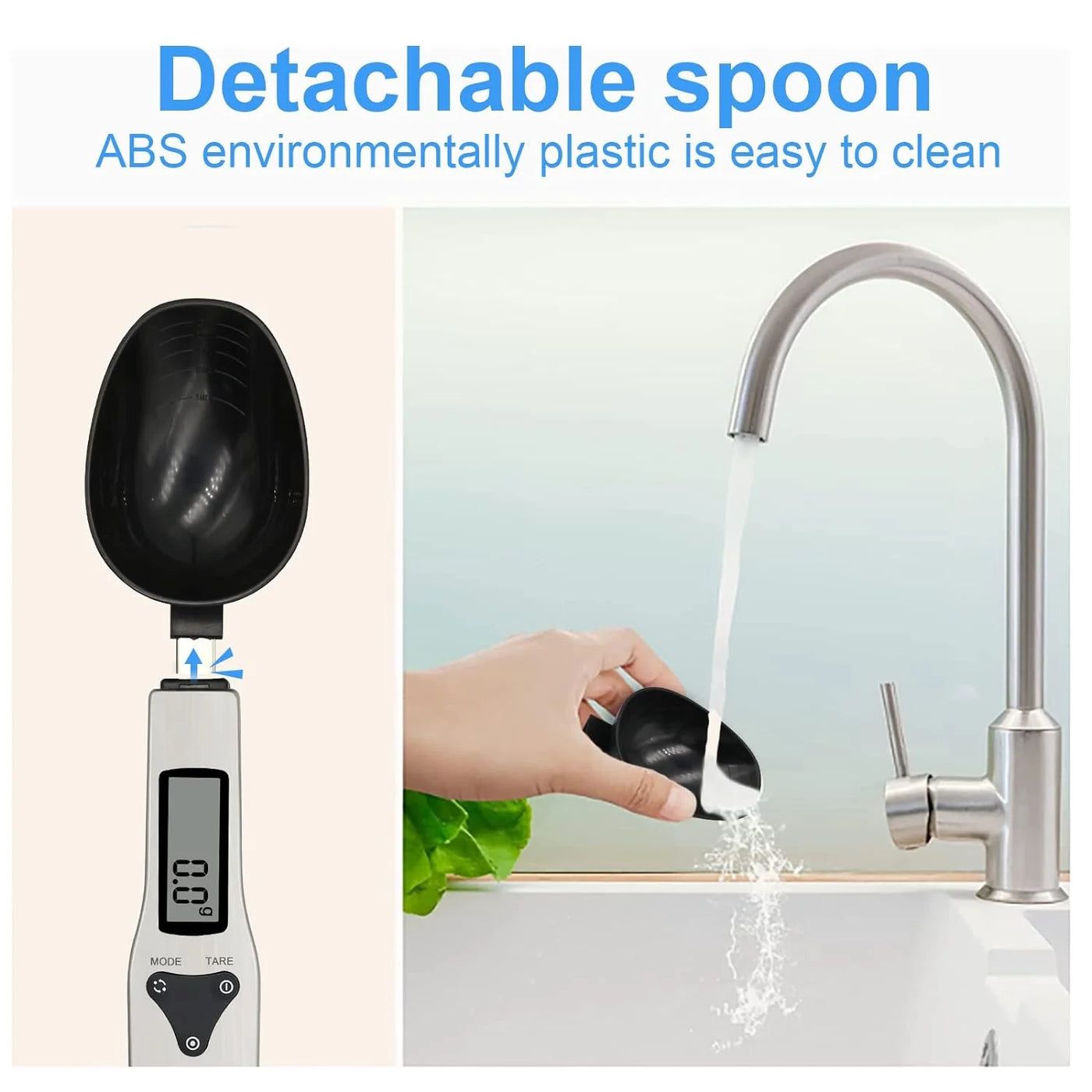 Digital Measuring Spoon Scale, 0.1g-500g Food Scale with LCD Display, 4 Units g/oz/gn/ct, Kitchen Baking Tool with 2 Aaa Batteries