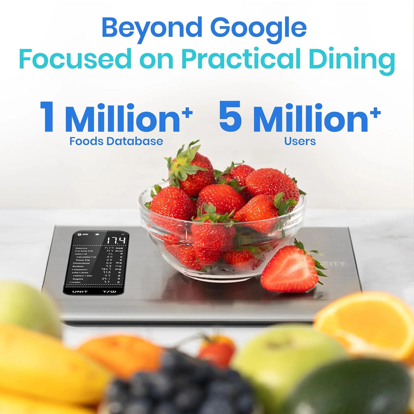 Food Kitchen Scale with A Nutrition Calculator, Accompanied By A Free Application, for Accurate Kitchen, Food and Portion Weighing