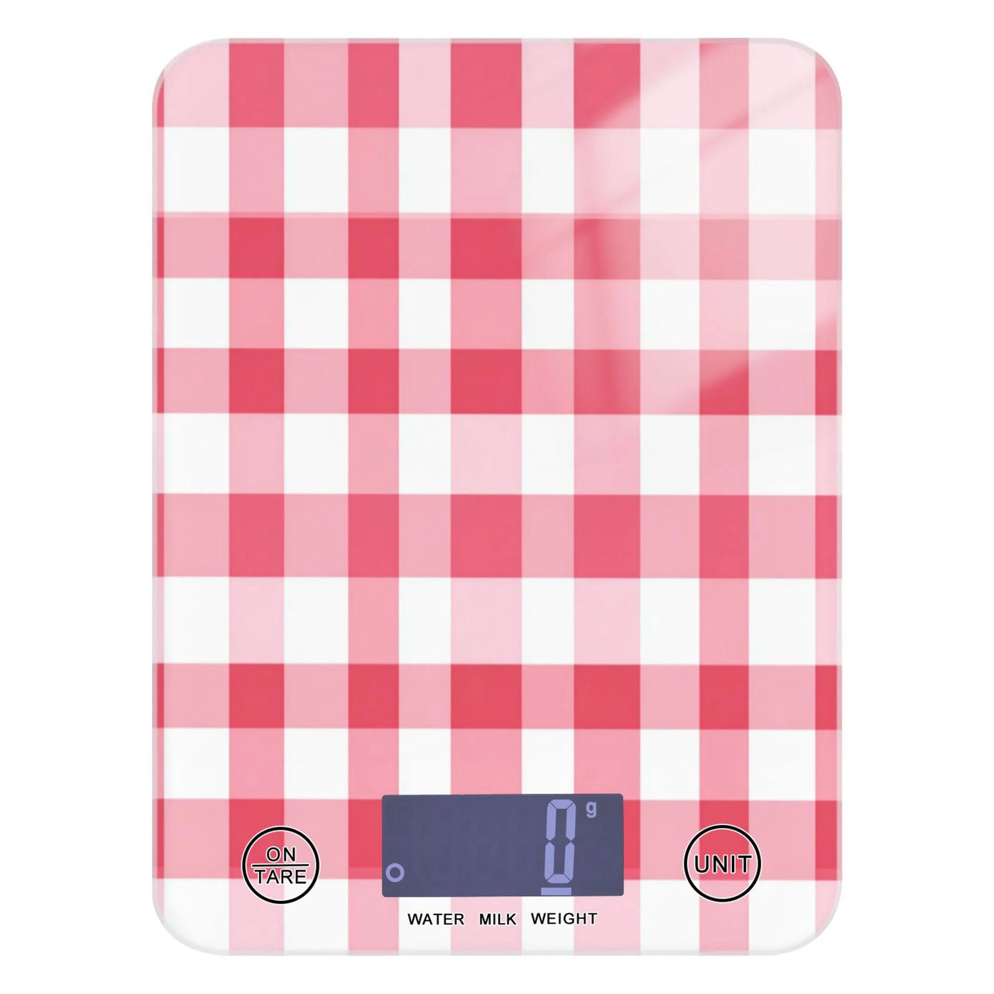 High Precision Digital Kitchen Scale Tempered Glass Food Scale Multifunction Scale Small Kitchen Appliances Pink Checkered Pattern