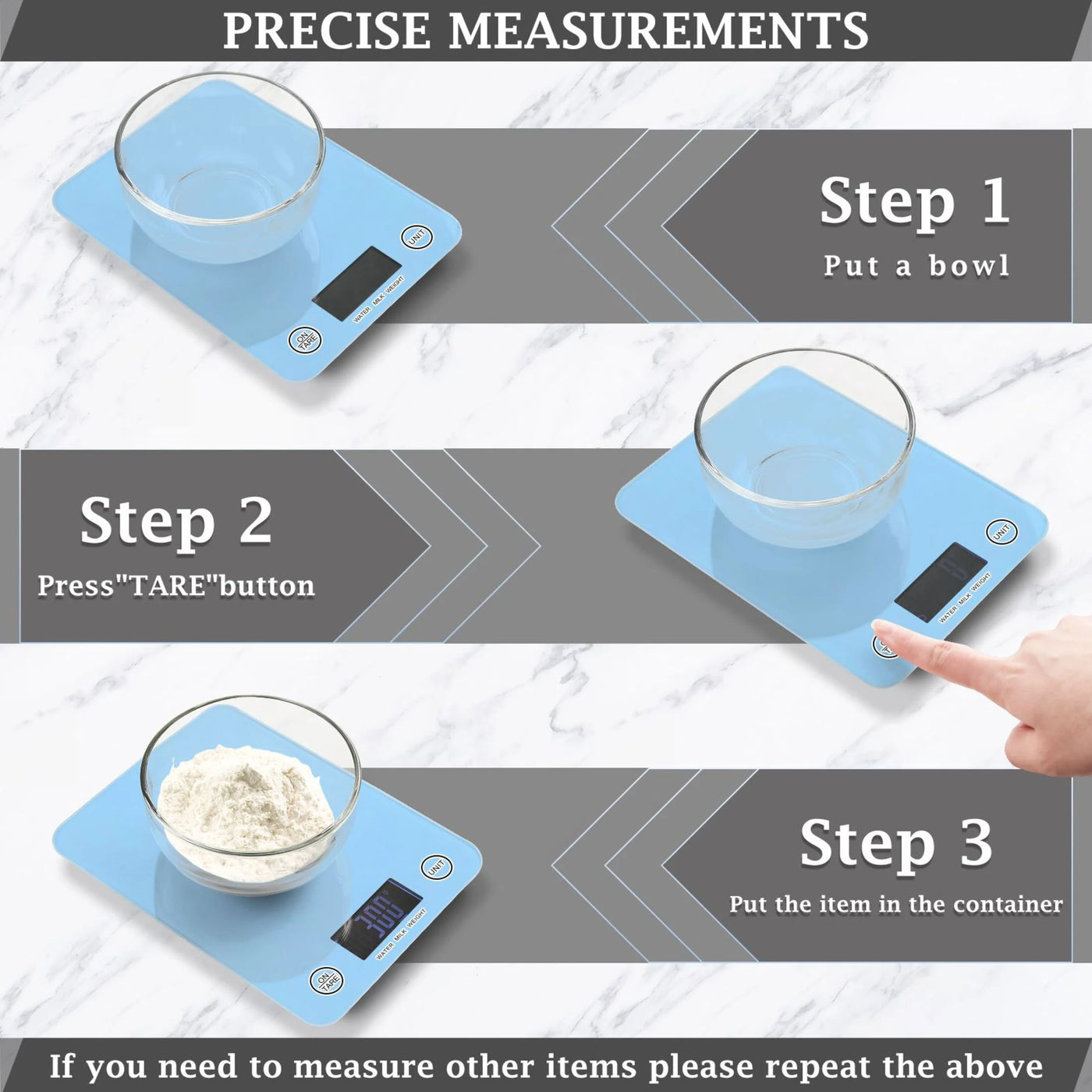 Digital Kitchen Food Scale Weight Grams Oz for Baking Cooking Coffee 11lb 0.05oz/1g Glass Light Sky Blue