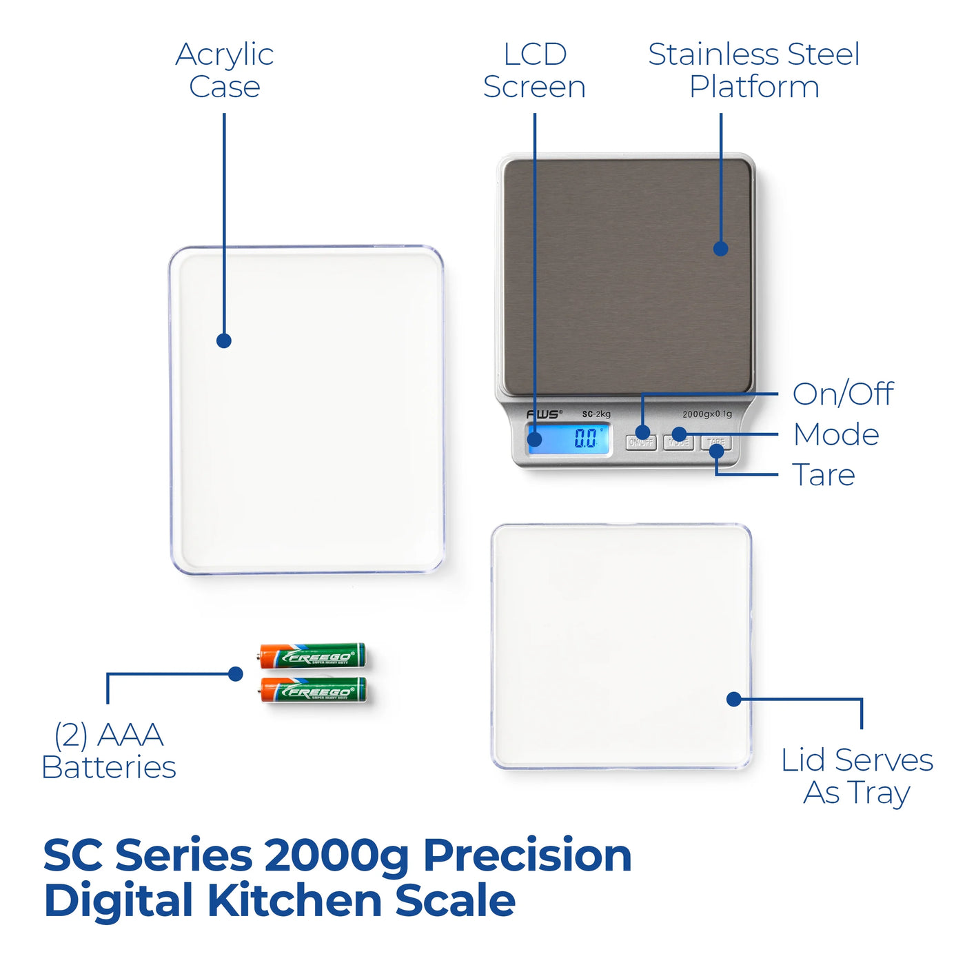 Tscales Sc2kg Amw-sc-2kg Digital Pocket Scale, for Accurate Kitchen, Food and Portion Weighing, Durable Design for Daily Home Use