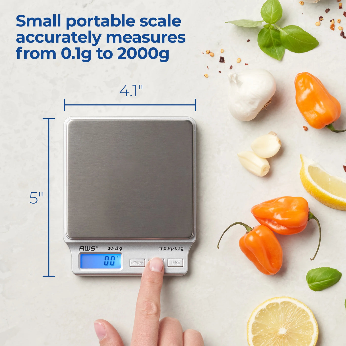 Tscales Sc2kg Amw-sc-2kg Digital Pocket Scale, for Accurate Kitchen, Food and Portion Weighing, Durable Design for Daily Home Use