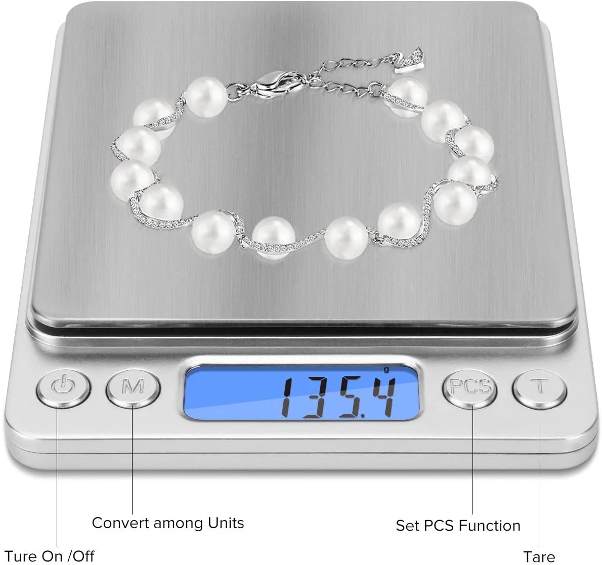 Digital Food Scale, 3000g/0.1g Digital Scale, Gram Scale with 2 Trays for Cooking and Baking, Coffee Scale with Back-lit LCD Display 6 Units, Auto Off