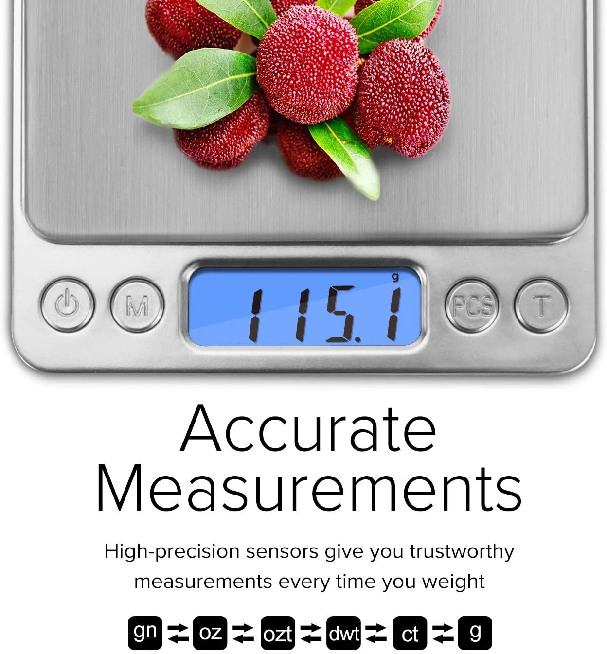 Digital Food Scale, 3000g/0.1g Digital Scale, Gram Scale with 2 Trays for Cooking and Baking, Coffee Scale with Back-lit LCD Display 6 Units, Auto Off