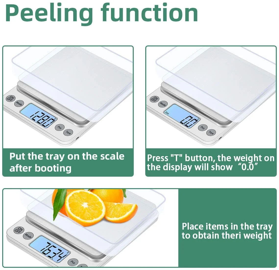 Digital Food Scale, 3000g/0.1g Digital Scale, Gram Scale with 2 Trays for Cooking and Baking, Coffee Scale with Back-lit LCD Display 6 Units, Auto Off