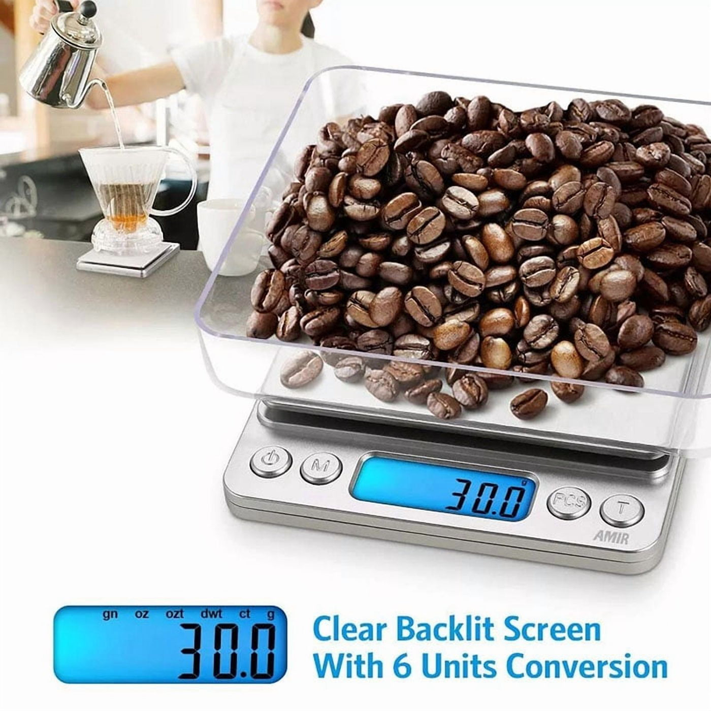 Digital Scale, Kitchen Scale 2000g X 0.1g Jewelry Gold Silver Coin Gram Pocket Size Herb Grain, for Accurate Kitchen, Food and Portion Weighing