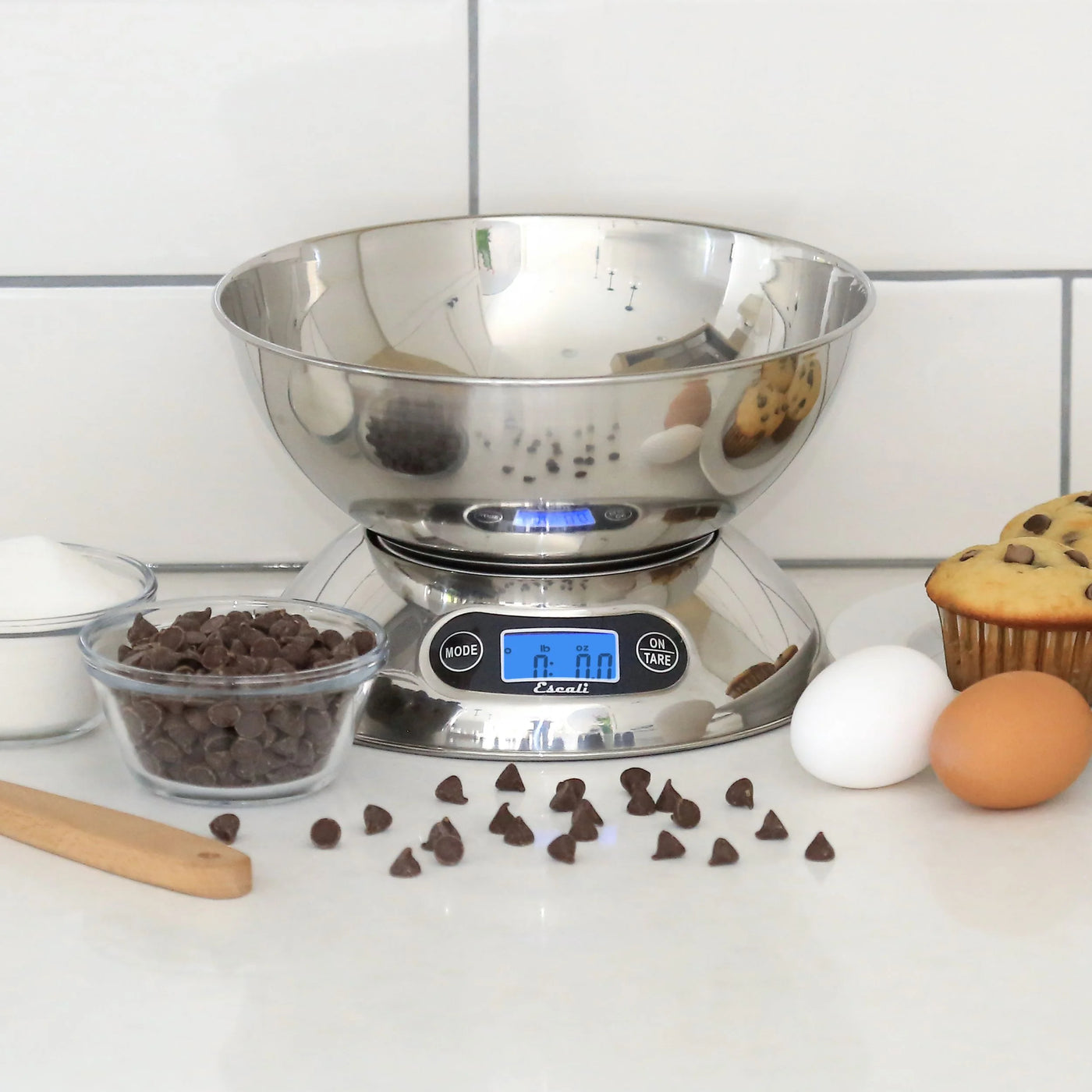 Rondo Contemporary Kitchen Bowl Scale 2-Quart, Dishwasher Safe Bowl, Measures Liquids and Dray Ingredients, LCD Digital Display, 11lb Capacity