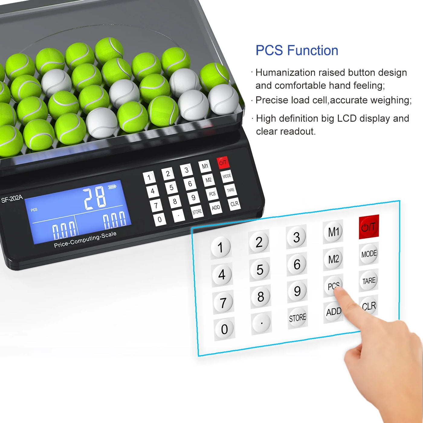 Digital Computing Price Scale with Capacity 66lbs and 0.1oz Readability, AC/DC, for Accurate Kitchen, Food and Portion Weighing