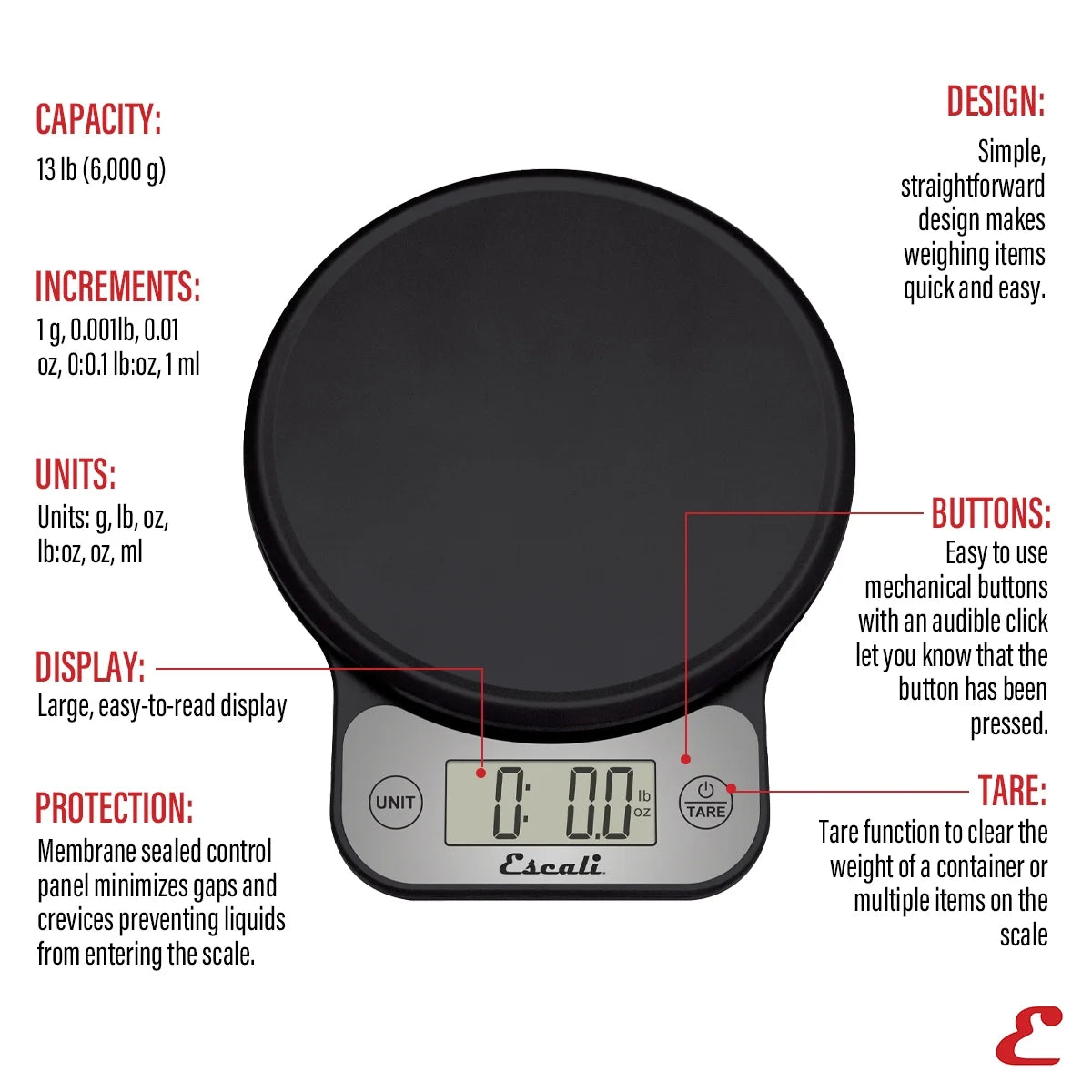 Digital Food Scale, Multi-functional Kitchen Scale, Precise Weight Measuring and Portion Control, 7.62 X 6.1 X 1.28 Inches, Black (t136)