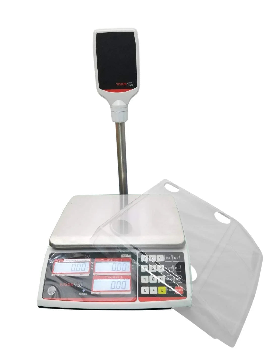 Tvp-60p Price Computing Scale with Pole Display, Lb/Oz/Kg, 60lb Capacity, 0.01lb Readability, Ntep Legal for Trade Coc #19-038, Nsf Certified