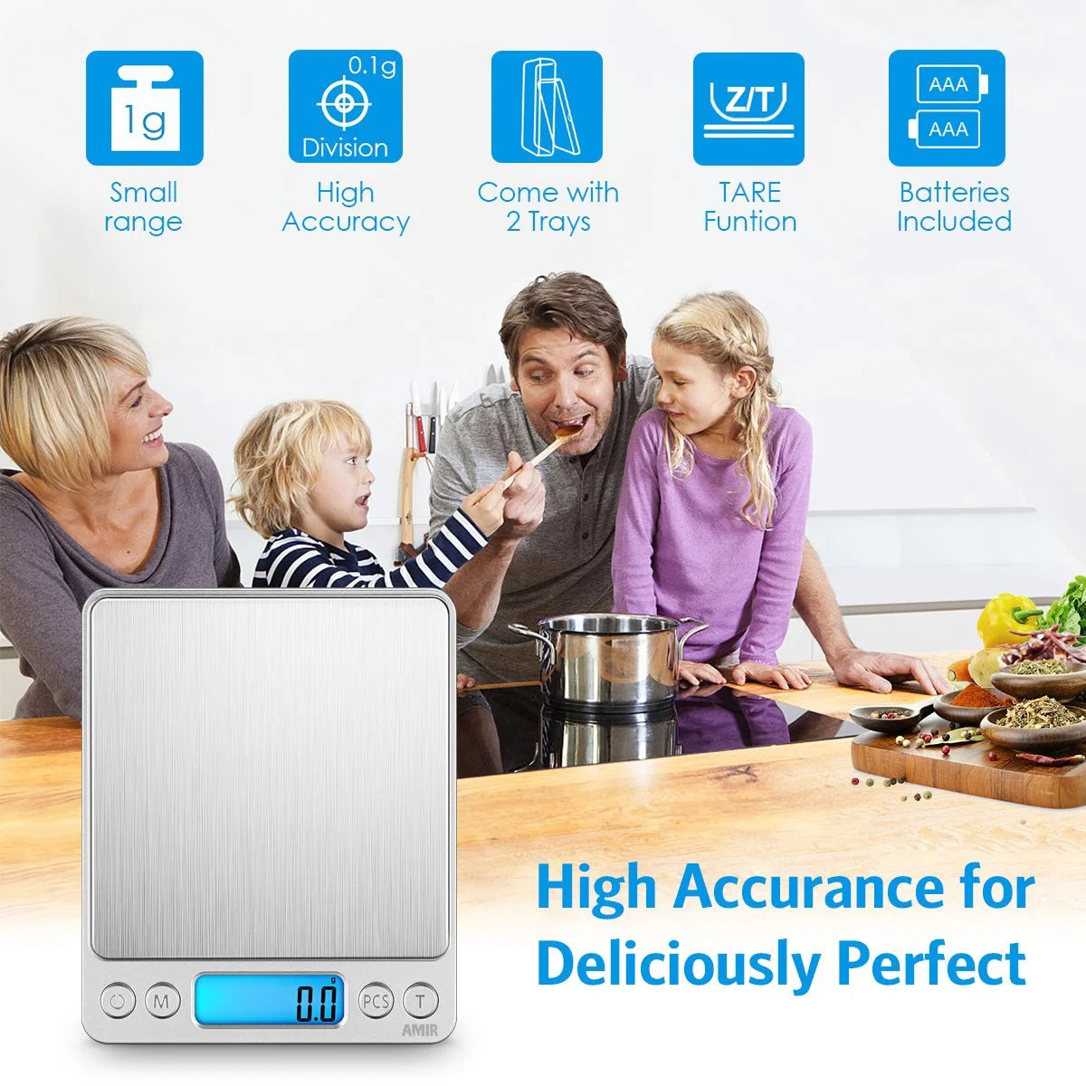 Digital Kitchen Scale, 3000g 0.01oz/ 0.1g Pocket Cooking Scale, Mini Food Scale, Pro Electronic Jewelry Scale with Back-lit LCD Display