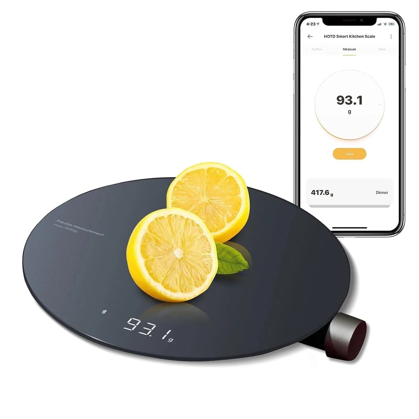 Smart Digital Food Scale, 0.1g Precision Kitchen Scale, Coffee Scale with 4 Measurement Units, for Accurate Kitchen, Food and Portion Weighing