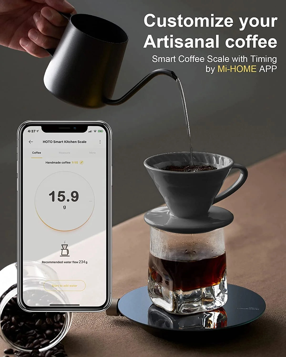 Smart Digital Food Scale, 0.1g Precision Kitchen Scale, Coffee Scale with 4 Measurement Units, for Accurate Kitchen, Food and Portion Weighing