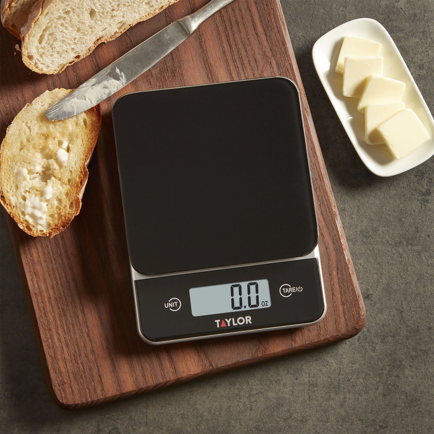 Black Glass Top Food Scale with Touch Control Buttons, for Accurate Kitchen, Food and Portion Weighing