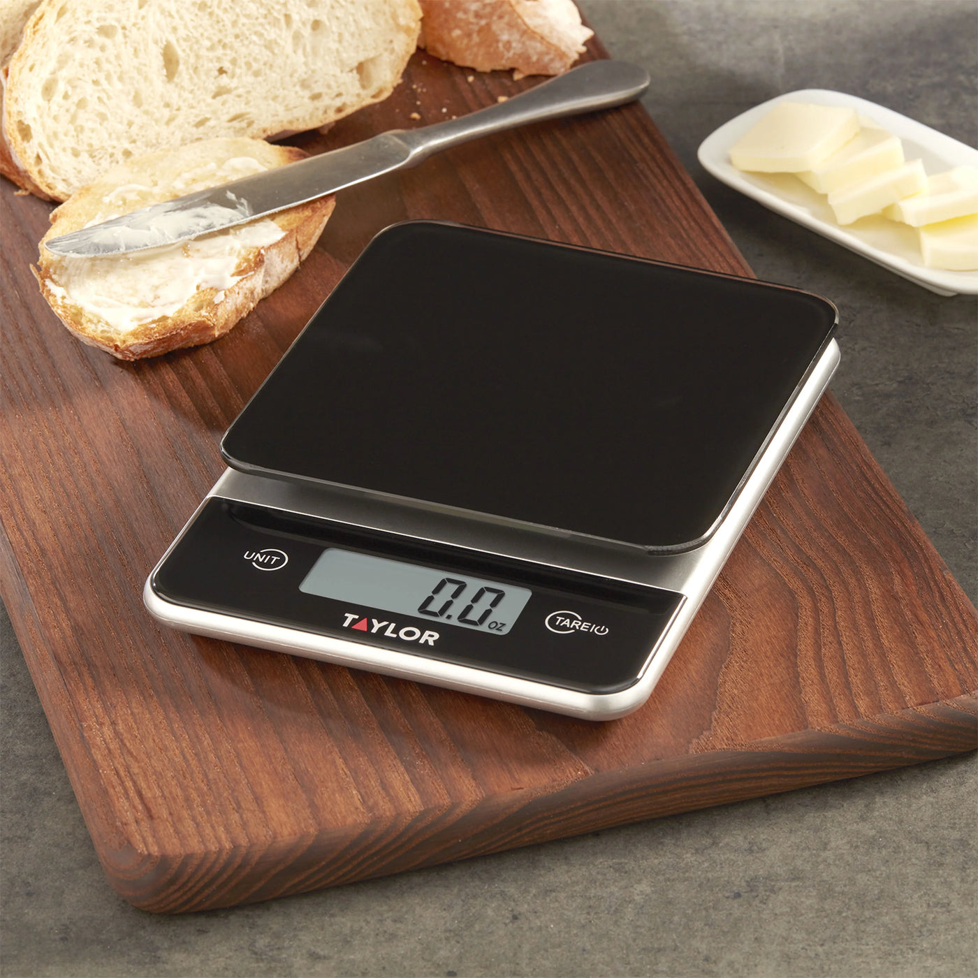 Black Glass Top Food Scale with Touch Control Buttons, for Accurate Kitchen, Food and Portion Weighing