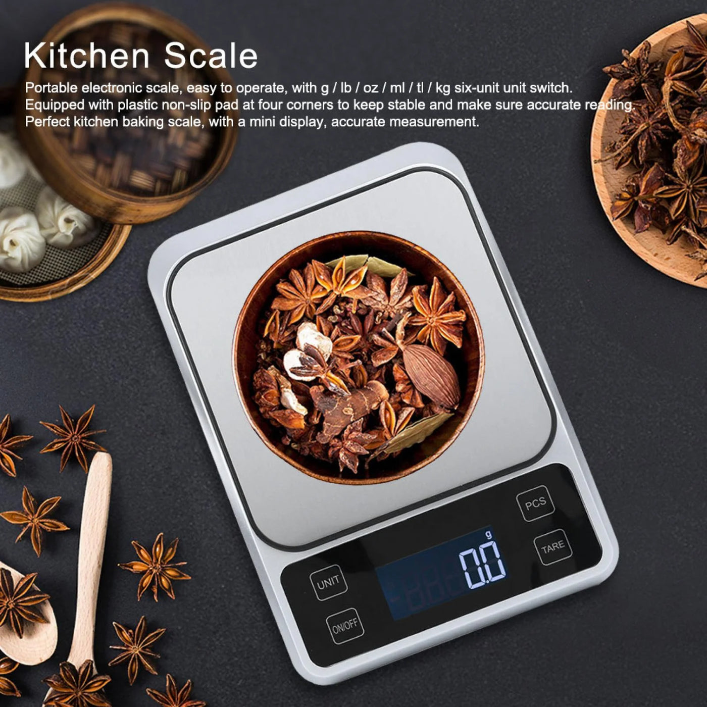 Stainless Steel Digital Kitchen Scale, Kitchen Scales, Maximum Capacity of A 5000G for Kitchen Food Weight Cooking