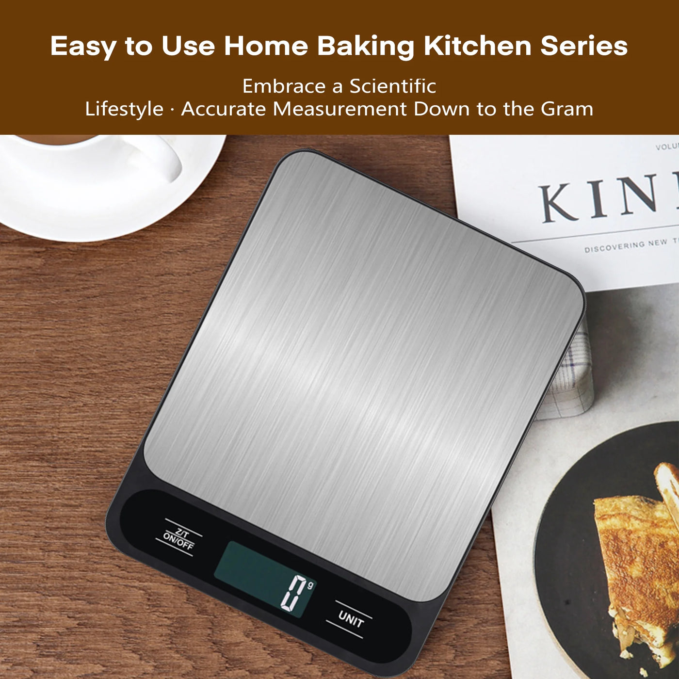 Food Scale, Baking Food Gram Scale, 11 Lbs Kitchen Scale with Multiple Measurement Units, Tare Function, LCD Display, Stainless Steel