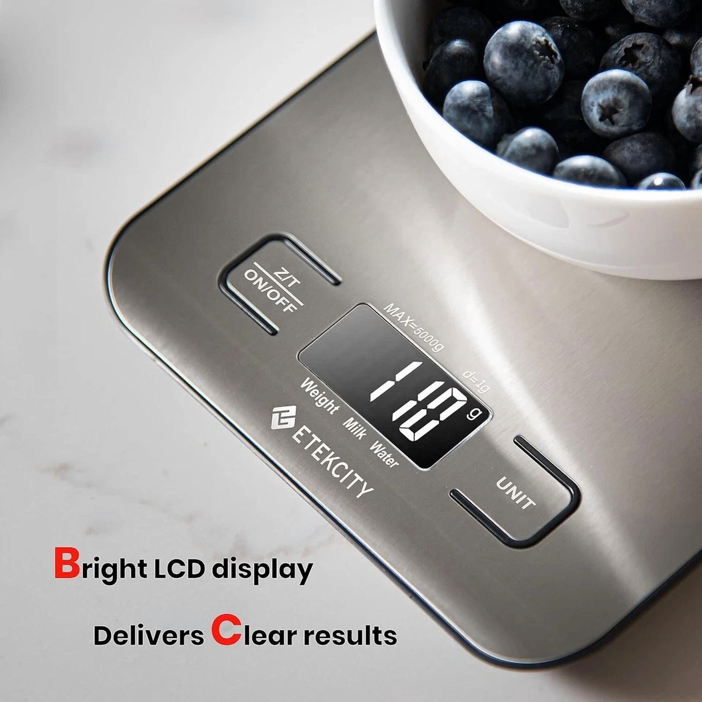 Kitchen Scale 22Lb Capacity Stainless Steel Unit Conversion for Jewelry Baking, for Accurate Kitchen, Food and Portion Weighing