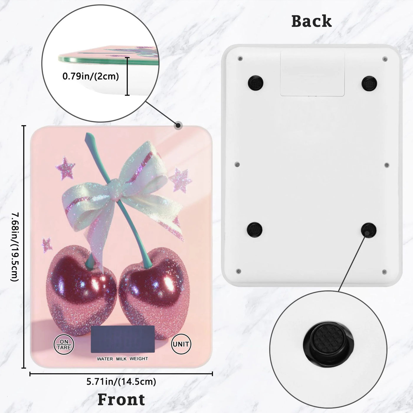 Large Cherries Food Scale Digital Kitchen Scale Waterproof Grams Ounces Lbs for Baking and Cooking, for Accurate Kitchen, Food and Portion Weighing