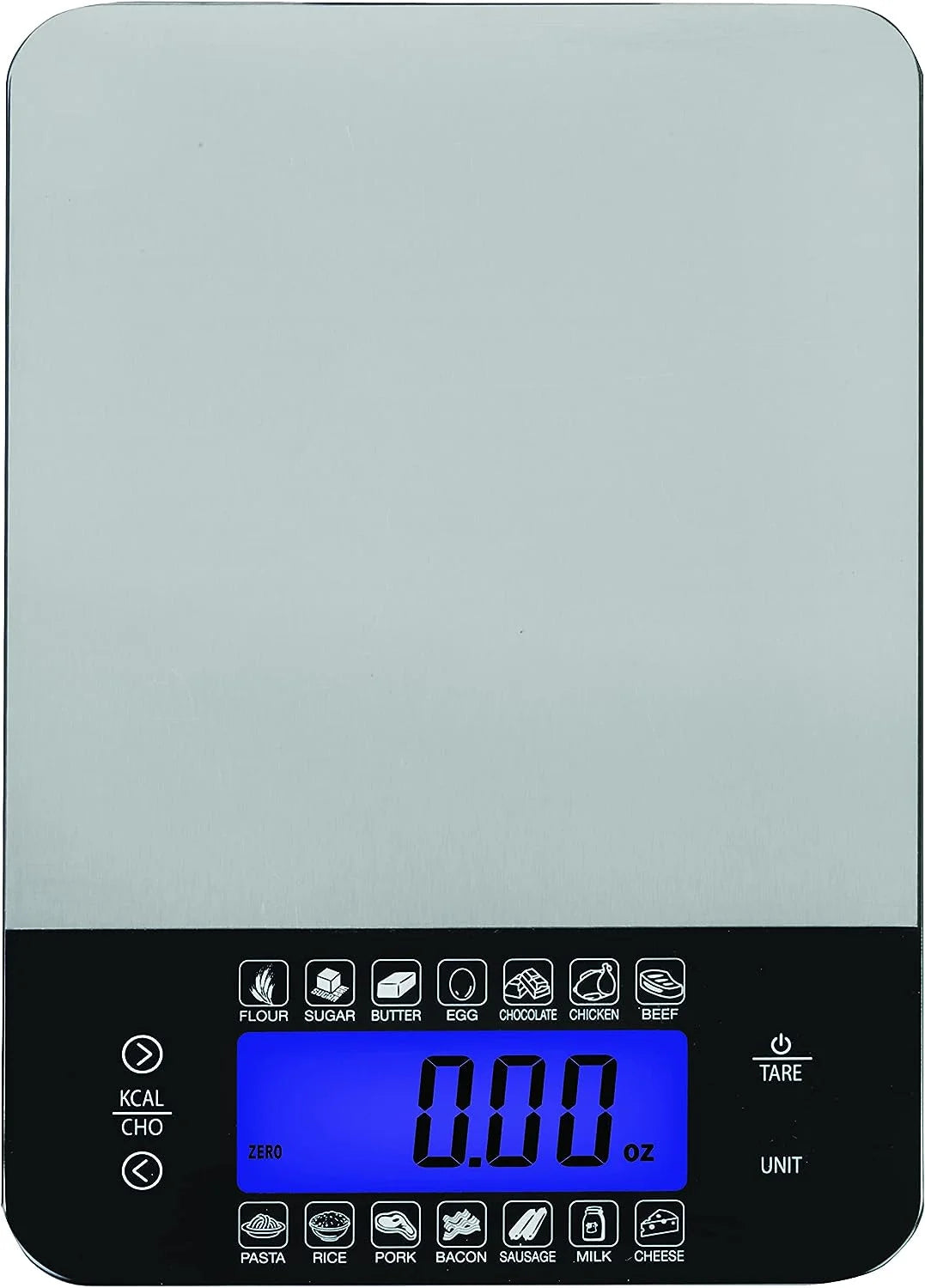 Digital Kitchen Food Scale with Calorie and Carb Calculator, Stainless Steel, for Accurate Kitchen, Food and Portion Weighing