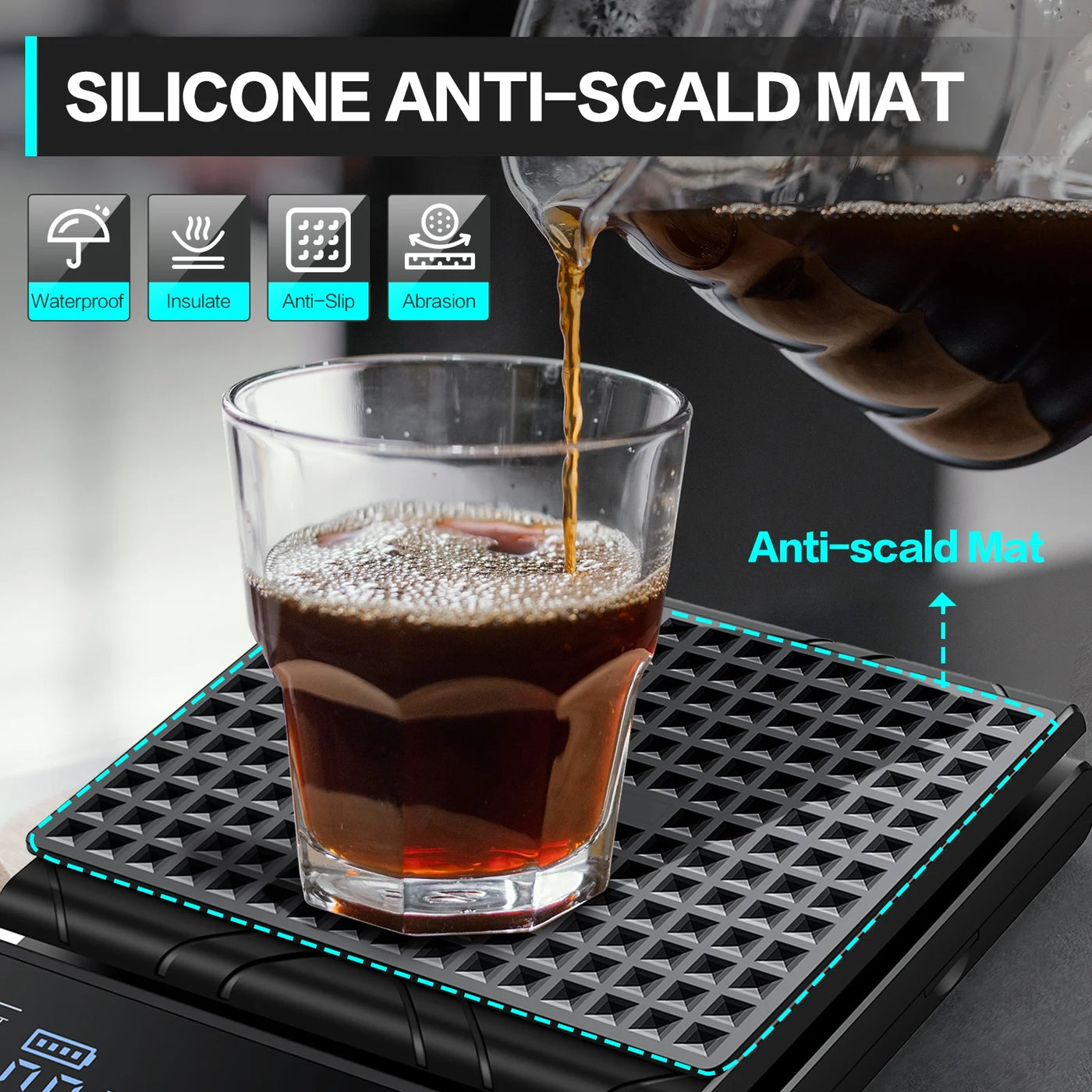 Coffee Scale with Timer, 3kg/0.1g High Precision Digital Kitchen Scale Drip Espresso Scale with Auto Tare, Pour Over Coffee Scale