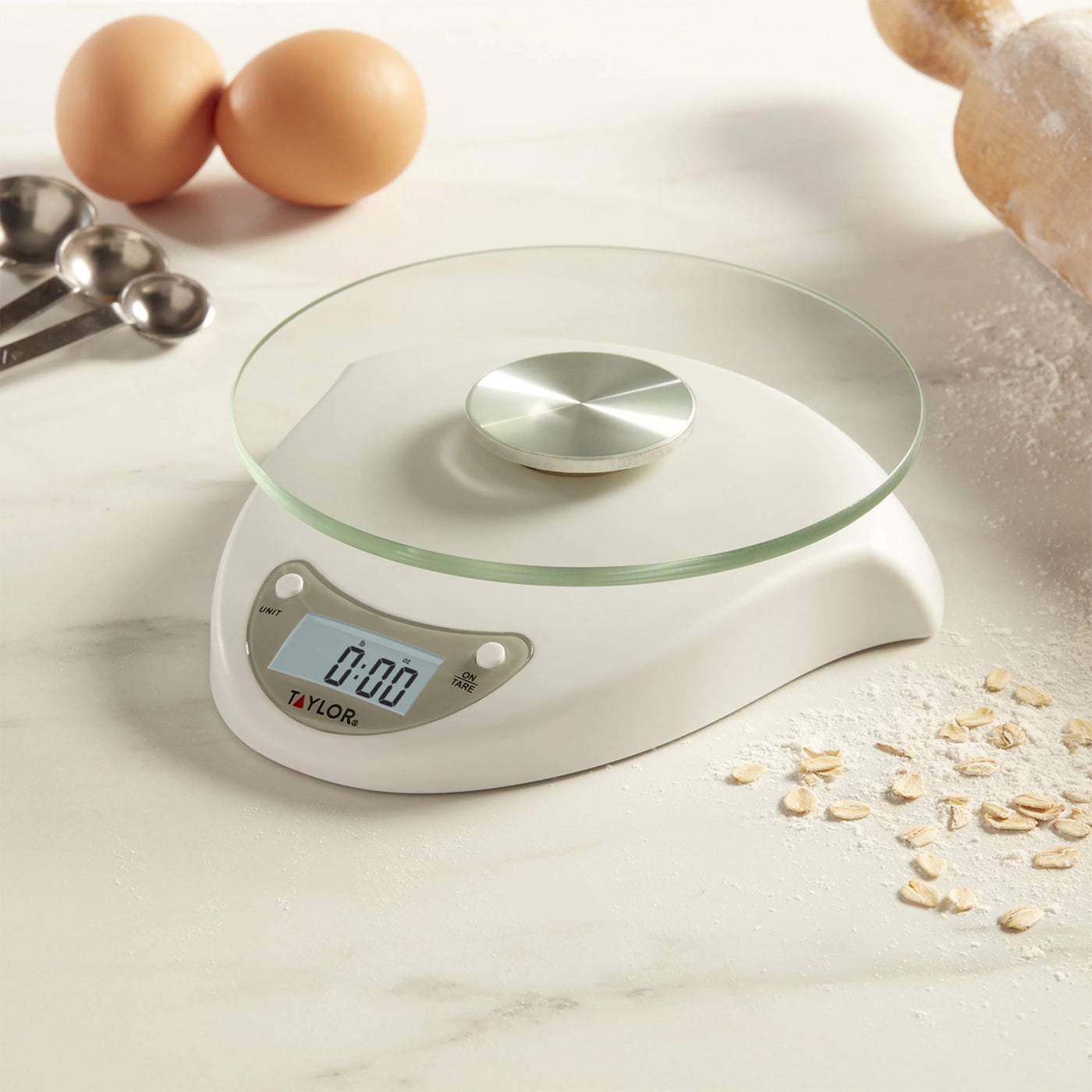 Digital Glass Platform White Base Food Scale and Kitchen Scale, for Accurate Kitchen, Food and Portion Weighing