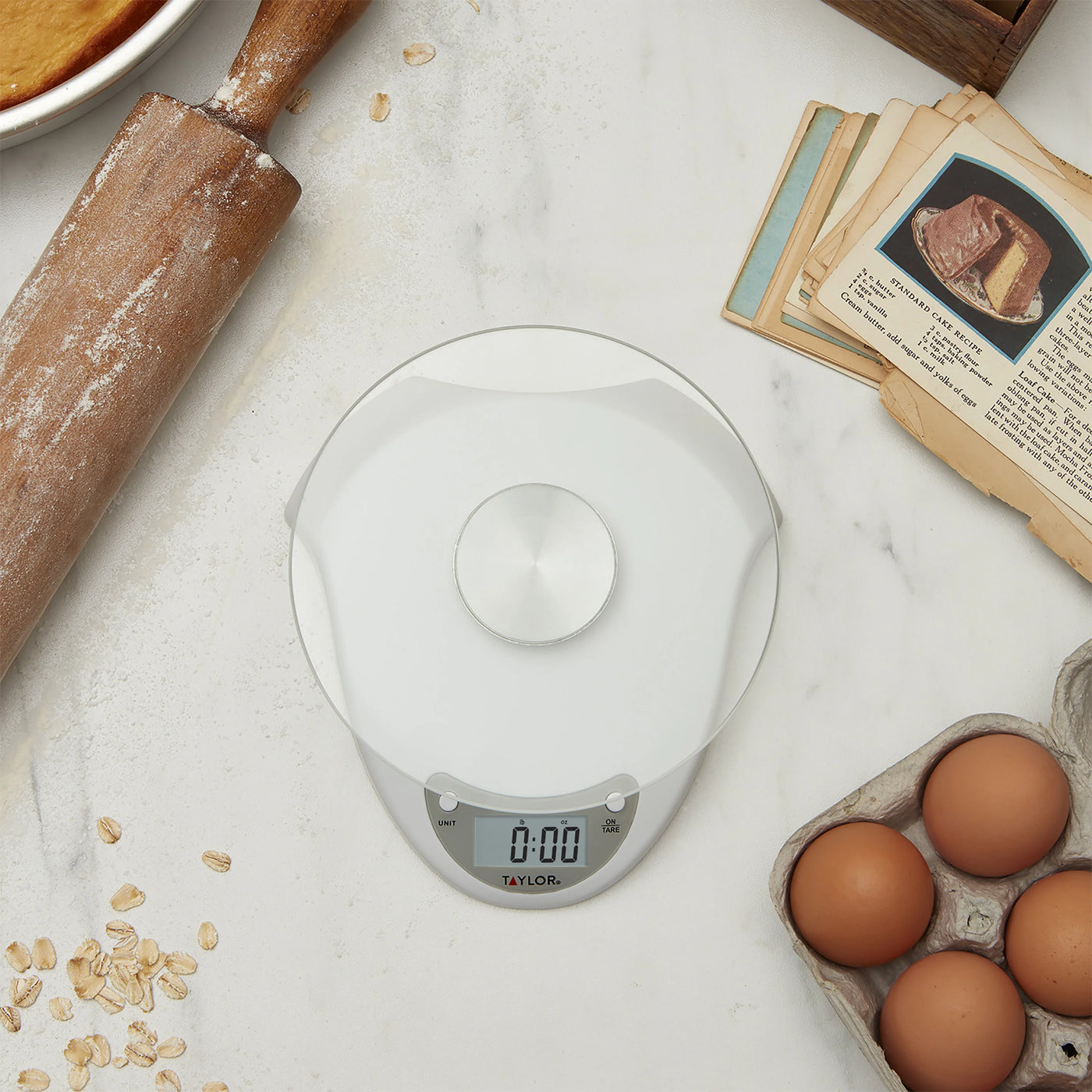 Digital Glass Platform White Base Food Scale and Kitchen Scale, for Accurate Kitchen, Food and Portion Weighing