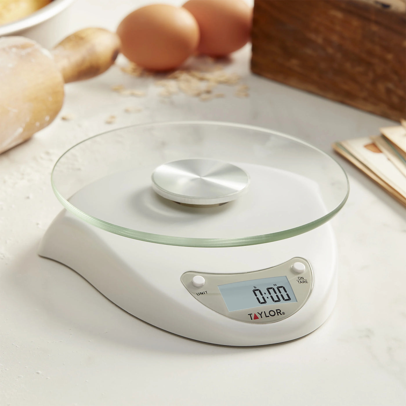 Digital Glass Platform White Base Food Scale and Kitchen Scale, for Accurate Kitchen, Food and Portion Weighing