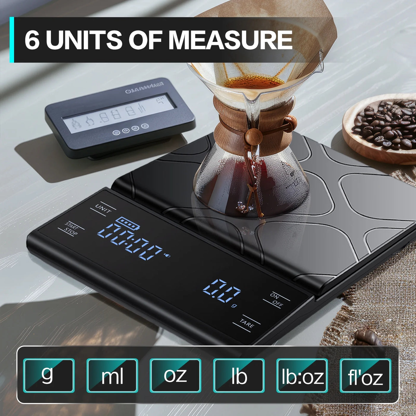 Coffee Scale with Timer, 3kg/0.1g High Precision Digital Kitchen Scale Drip Espresso Scale with Auto Tare, Pour Over Coffee Scale