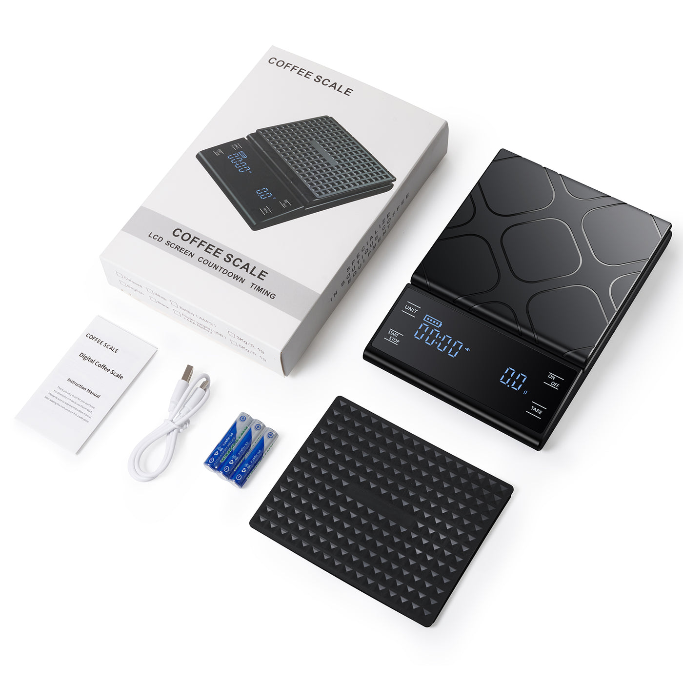 Coffee Scale with Timer, 3kg/0.1g High Precision Digital Kitchen Scale Drip Espresso Scale with Auto Tare, Pour Over Coffee Scale
