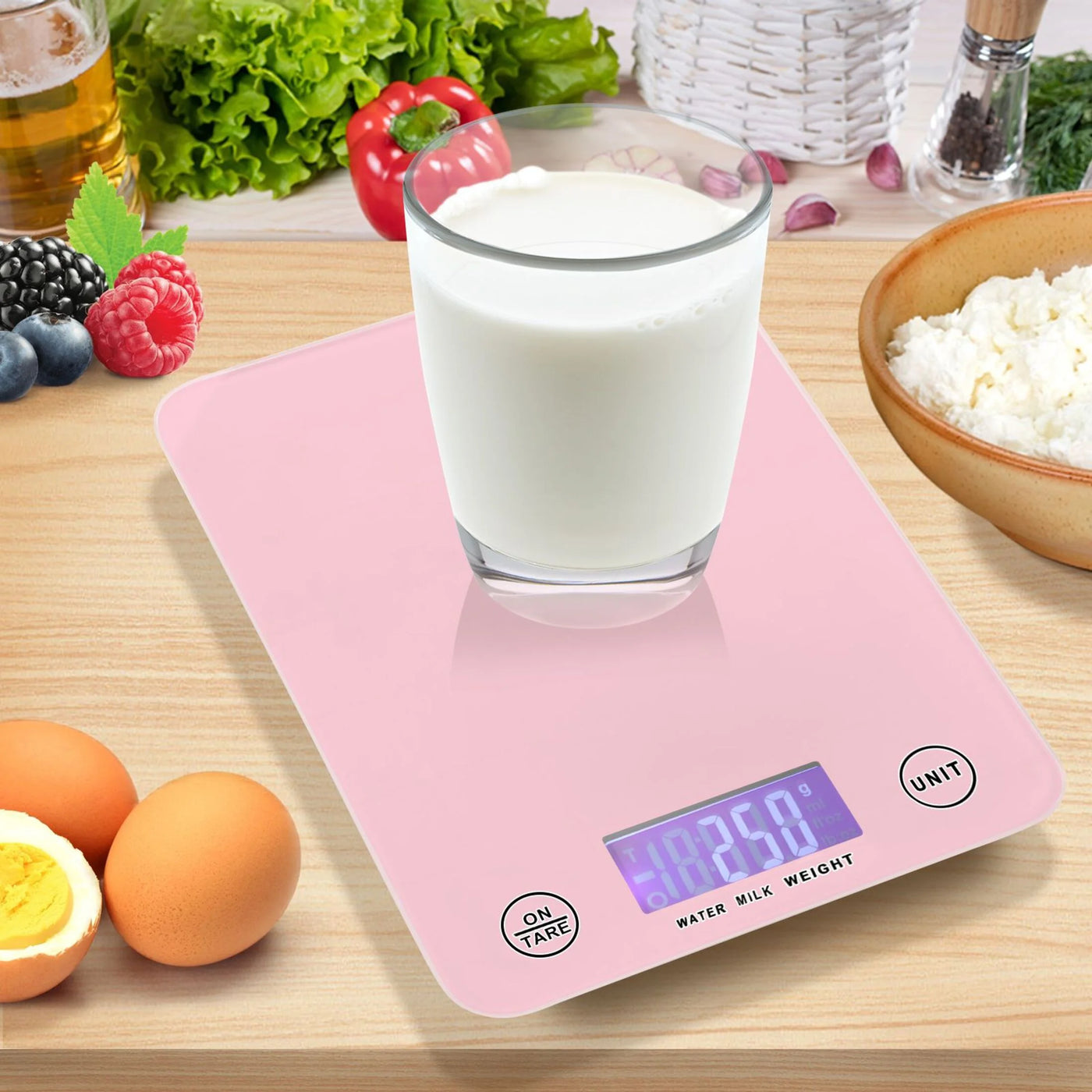 Digital Kitchen Food Scale Weight Grams Oz for Baking Cooking Coffee 11lb 0.05oz/1g Glass Soft Pink, for Accurate Kitchen, Food and Portion Weighing