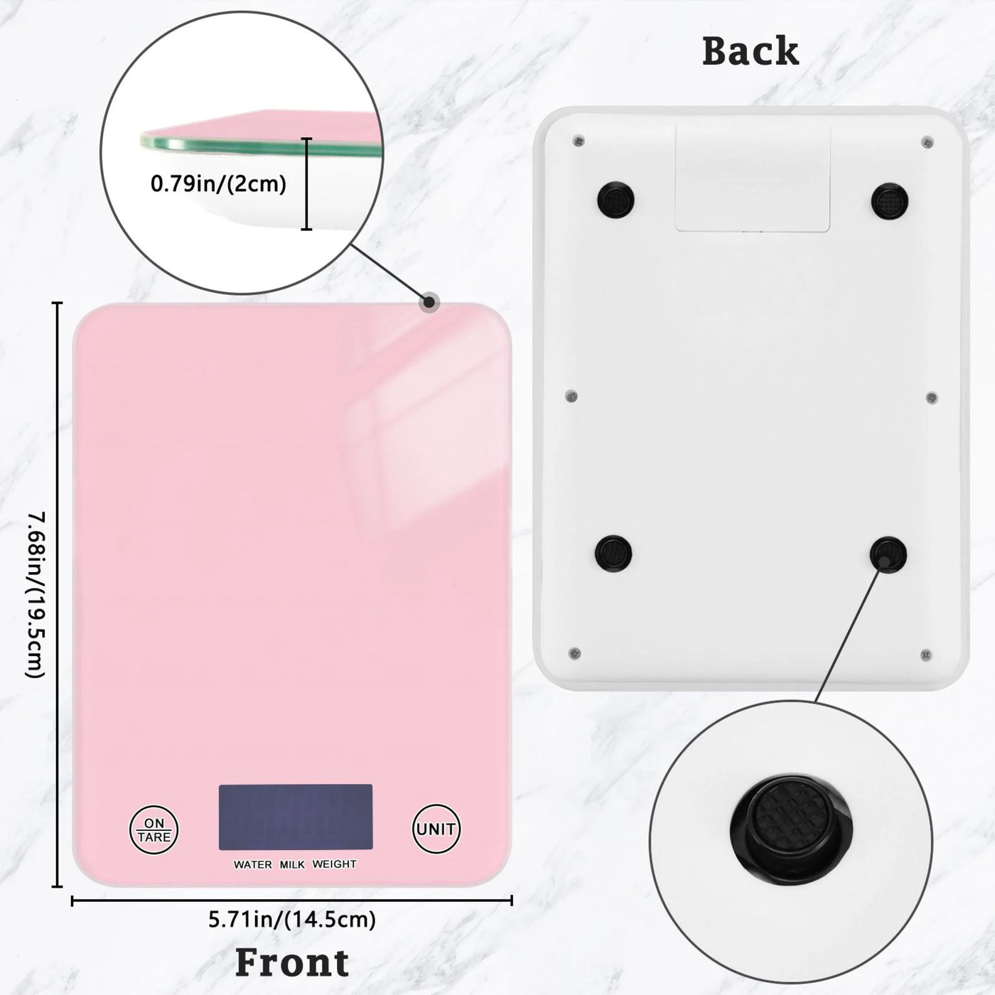 Digital Kitchen Food Scale Weight Grams Oz for Baking Cooking Coffee 11lb 0.05oz/1g Glass Soft Pink, for Accurate Kitchen, Food and Portion Weighing