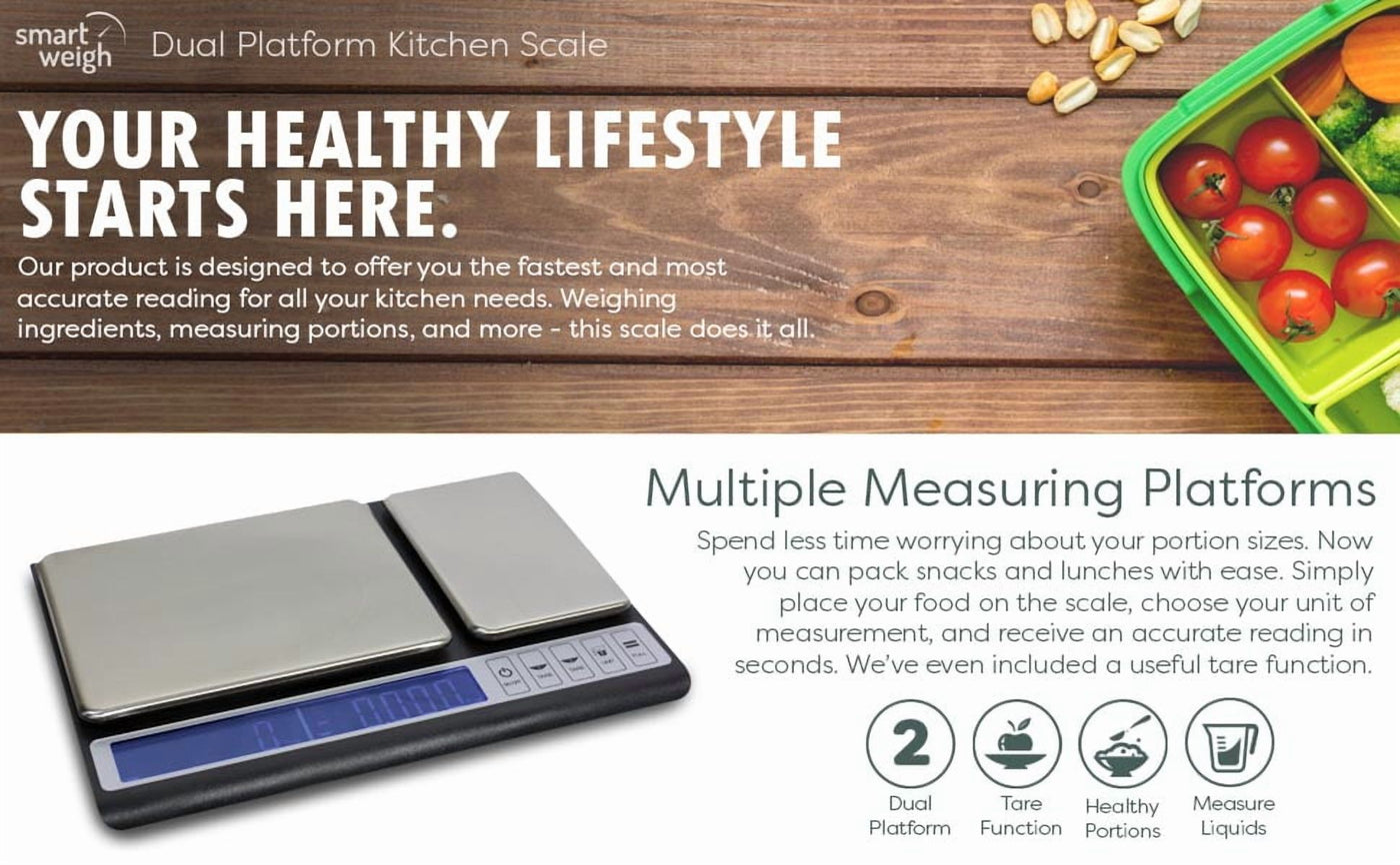 Smart Weigh 10kg X 0.01g Premium Dual Platform Digital Kitchen Food Scale, for Accurate Kitchen, Food and Portion Weighing