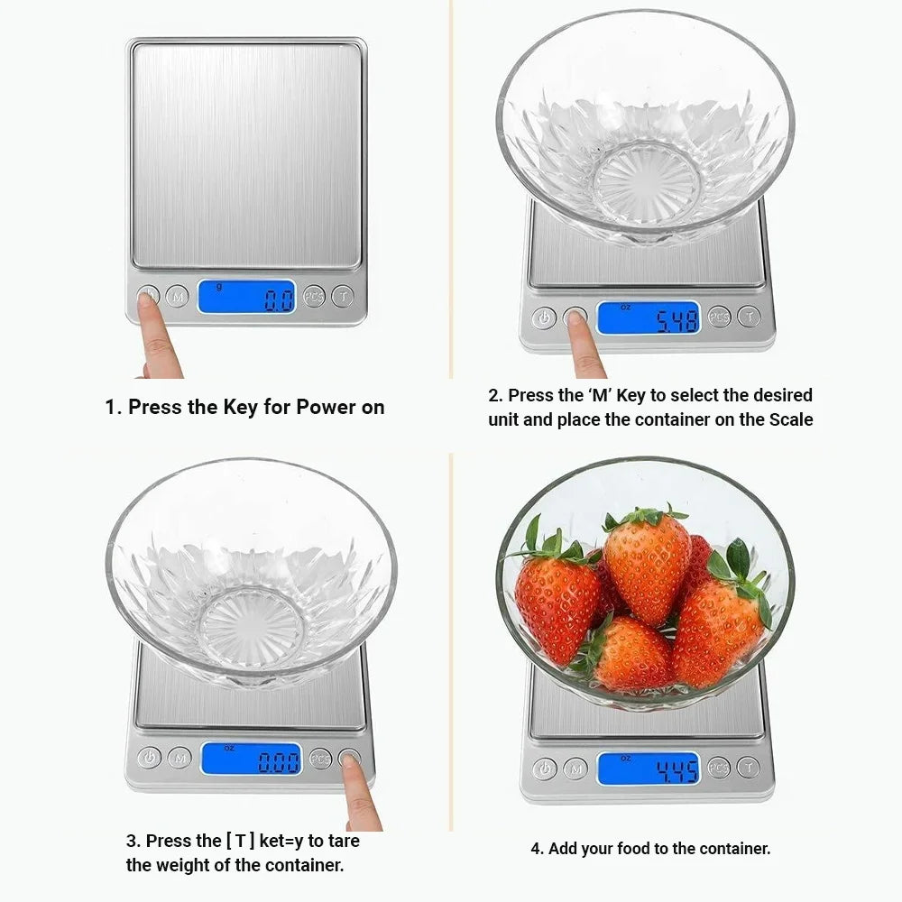 Digital Kitchen Food Scale, Tray, Battery Powered, Automatic Shut-off, Digital Display, for Accurate Kitchen, Food and Portion Weighing