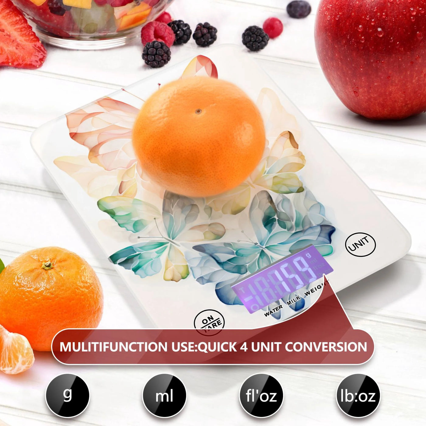 Kitchen Scale Digital Food Scales Grams and Oz Weight for Cooking and Baking Butterfly Colorful, for Accurate Kitchen, Food and Portion Weighing