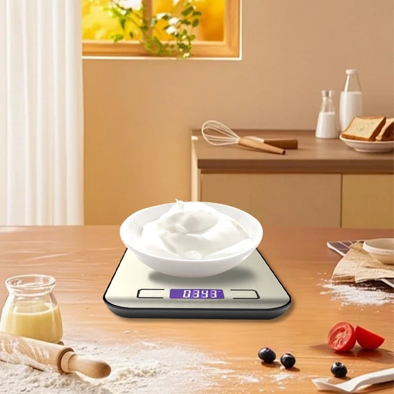 Food Scale for Kitchen, 22lb/10kg Digital Food Kitchen Scale Stainless Steel with 5 Units, LCD Display Digital Scales for Coffee, Baking, Cooking