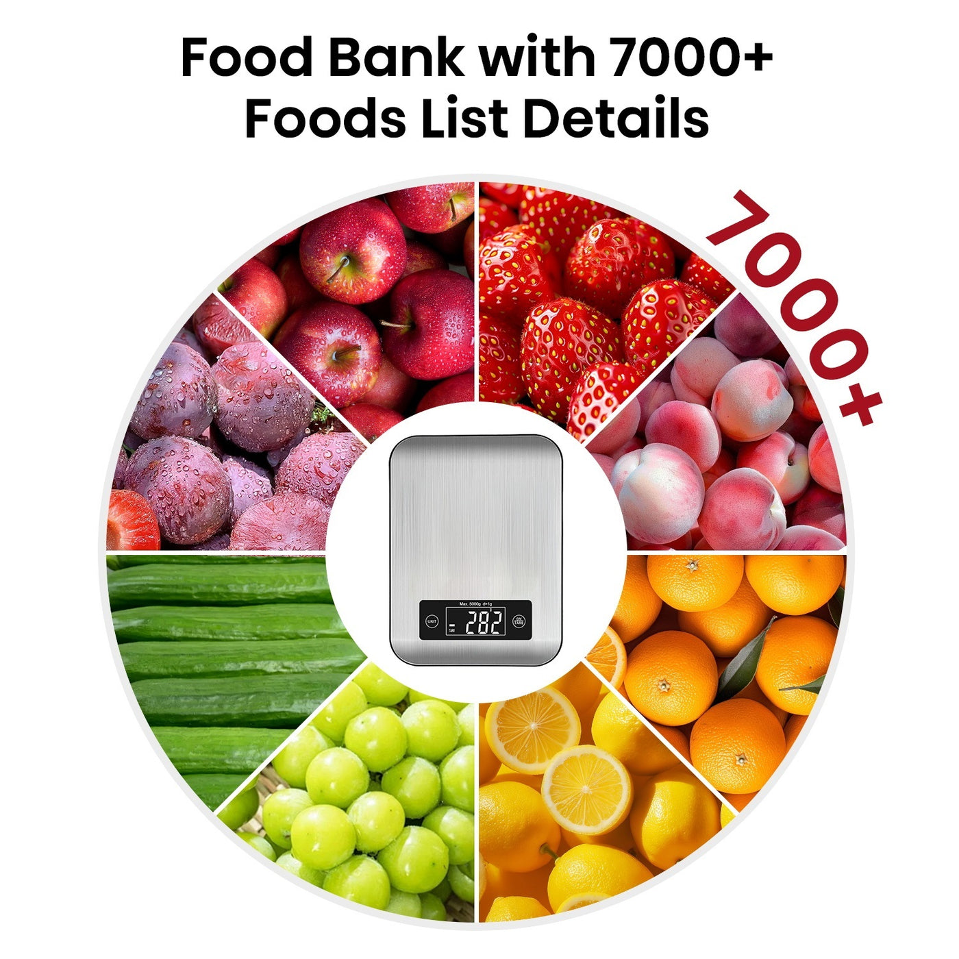 Digital Kitchen Scale with App, Bluetooth Smart Food Weight Scale, Stainless Steel, Metal, 11lbs/5kg