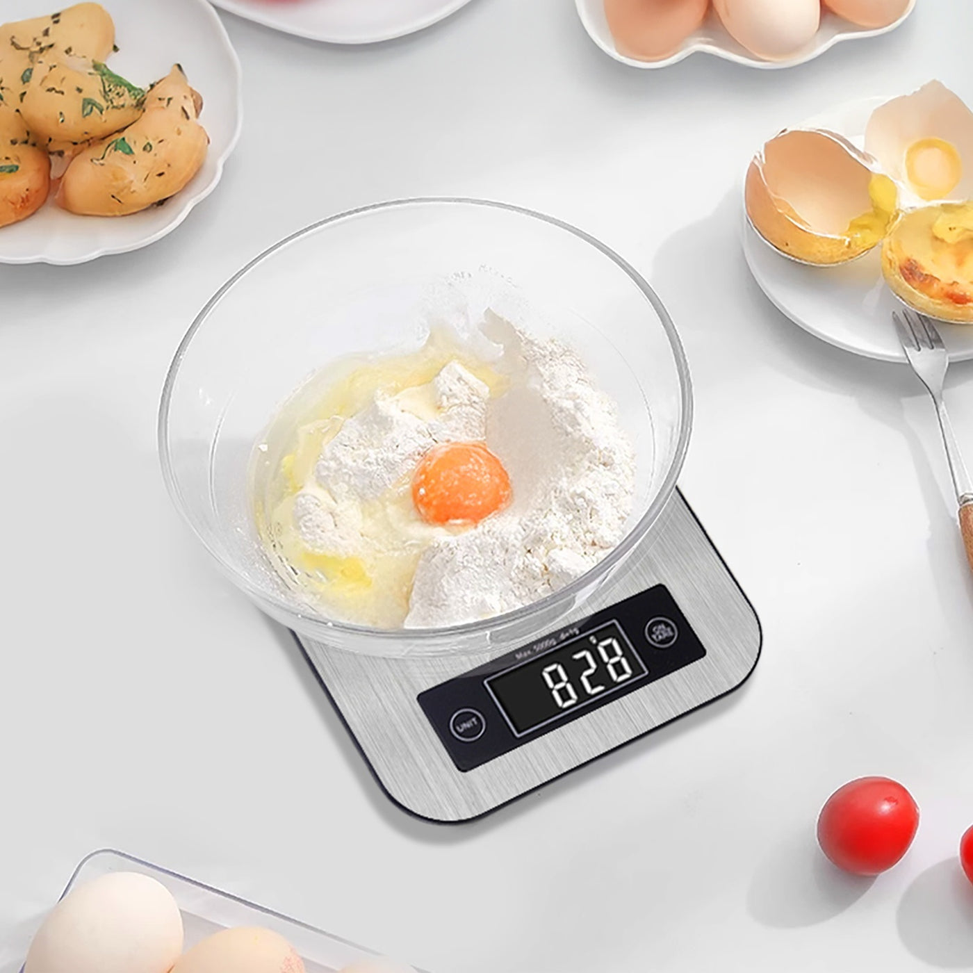 Digital Kitchen Scale with App, Bluetooth Smart Food Weight Scale, Stainless Steel, Metal, 11lbs/5kg